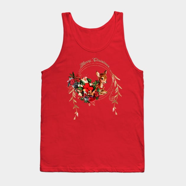 Funny Santa Claus with fawn Tank Top by Nicky2342